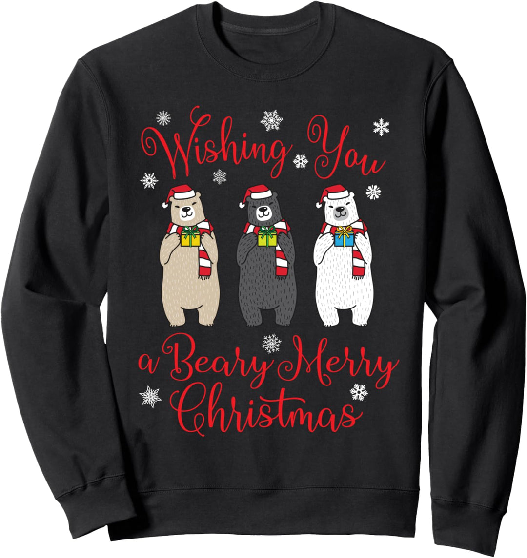 Beary frohe Weihnacht-niedlicher Eisbär-Feiertags-Winter Sweatshirt