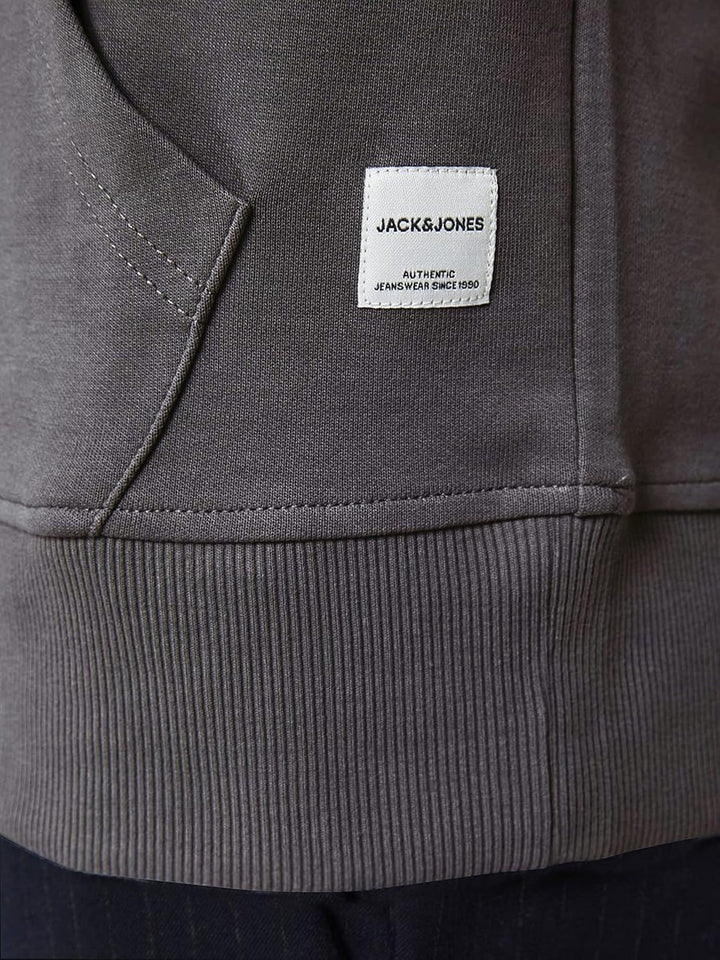 JACK & JONES Male Kapuzenpullover Einfarbig Kapuzenpullover S Asphalt, S Asphalt