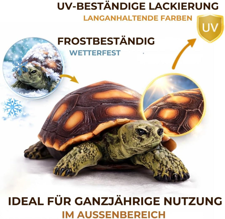 Gartenfigur Schildkröte Klein – Gartendeko aus Polyresin für Garten, Terasse und Balkon – frostbestä
