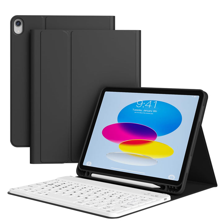 Hülle mit Tastatur für iPad A16 2025 / iPad 11./10. Generation 2022 10,9 Zoll, Magnetisch Bluetooth-
