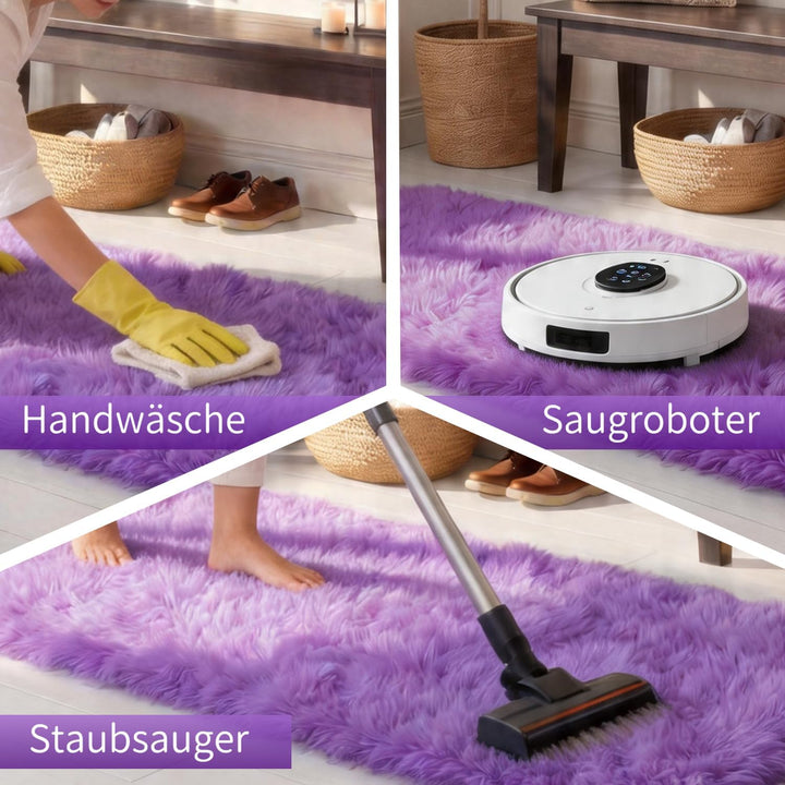 VOFUSHON Wohnzimmer Hochflor Teppich,Shaggy Flur Läufer Teppich Modern Flauschiger Weich Teppich Gro