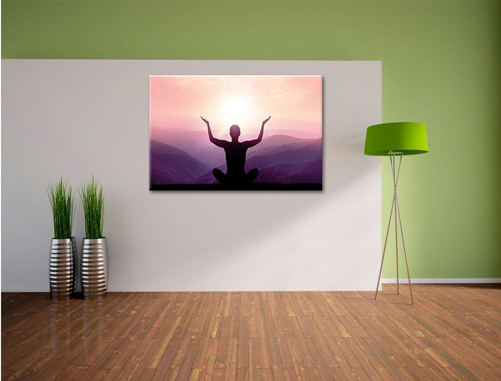 Yoga in den Bergen, Format: 100x70 auf Leinwand, XXL riesige Bilder fertig gerahmt mit Keilrahmen, K