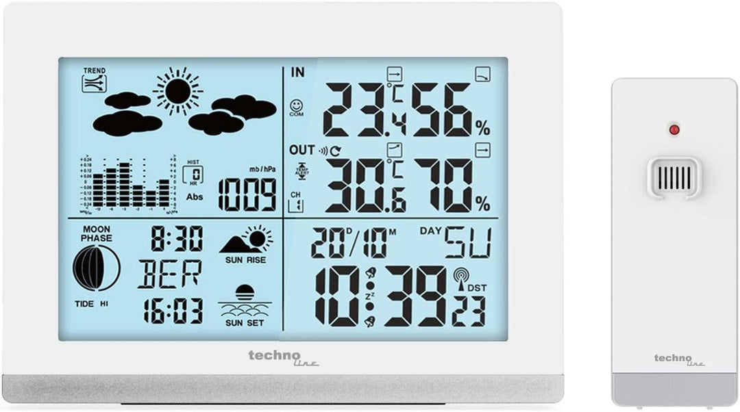 Technoline WS6762weiss Funkwetterstation WS6762 mit Aussensender + TXCOVER, weiss Bundle mit Wetters