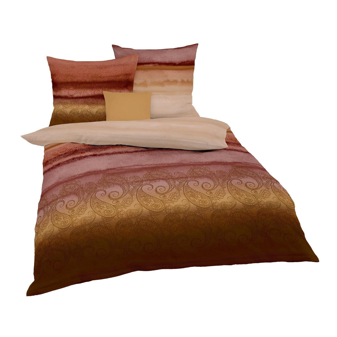 Kaeppel Mako-Satin Bettwäsche Mara Terra 1 Bettbezug 135 x 200 cm + 1 Kissenbezug 80 x 80 cm, 1 Bett