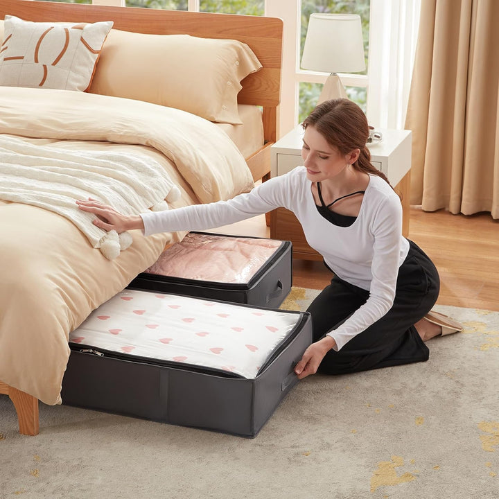 Lifewit 6 Stück 90L Unterbettkommode, Unterbett Aufbewahrungsbox mit deckel, Faltbare Kleidung Aufbe