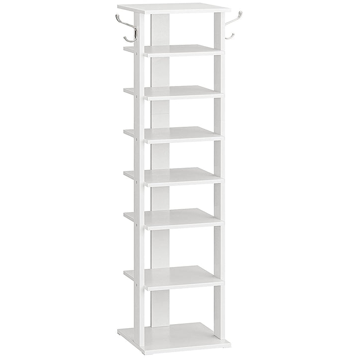 HOOBRO 8-lagiges Schuhregal, schmales Schuhablage, Schuhschrank mit 2 Haken, Ablagegestelle, platzsp