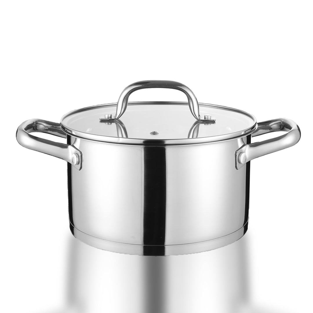 Herogo Kochtopf 24 cm, 5,6 L Edelstahl Suppentopf Induktion Topf mit Glasdeckel, Nudeltopf Fleischto