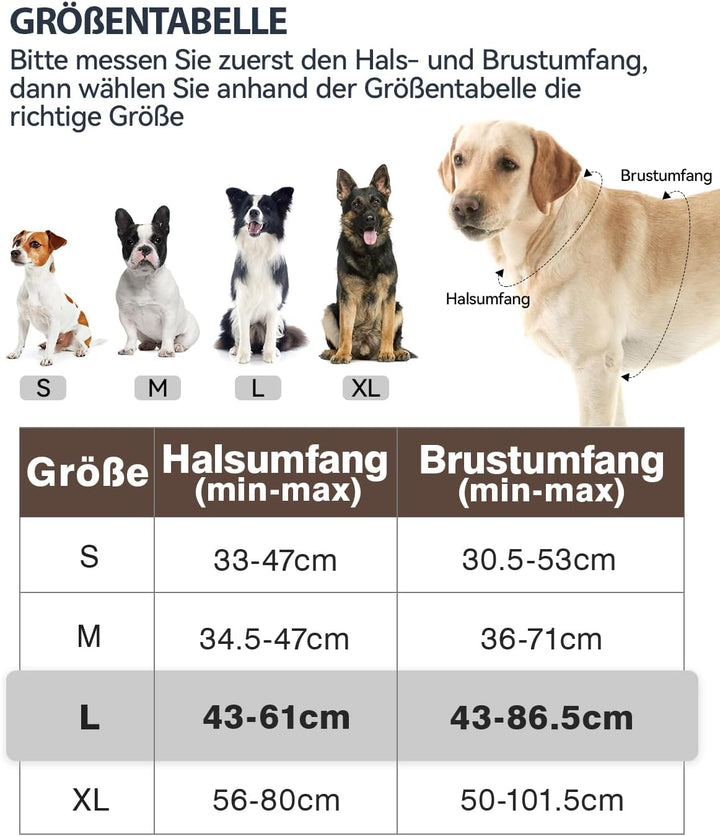 Joytale Anti-Zug Hundegeschirr für grosse Hunde, Braun, L | Perfekter Sitz, gepolstert &amp; reflektiere