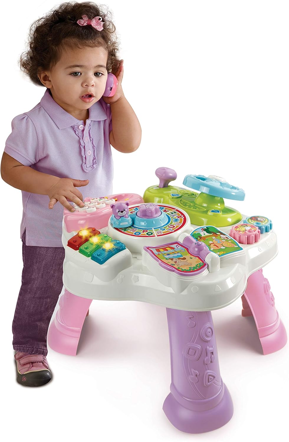 VTech Baby Abenteuer Spieltisch pink – Bunter Babyspieltisch mit 6 Spielfeldern und interaktiven Ele