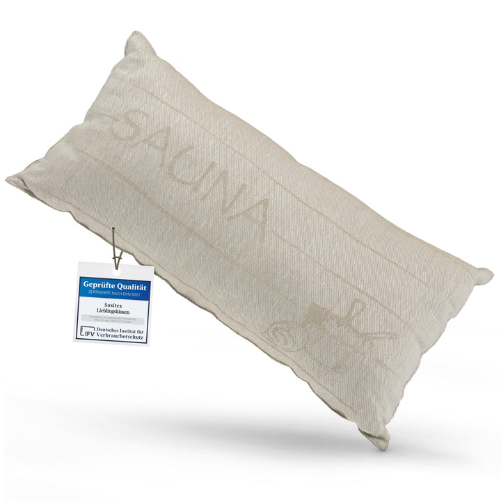 sositex | 1 Premium Saunakissen Lieblingskissen Reisekissen | Design: SAUNIA | Masse: 50 x 25 cm, Le