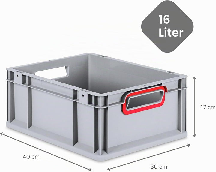 PROREGAL SuperSparSet 10x Eurobox NextGen Color | HxBxT 17x30x40cm | Griffe rot offen | Glatter Bode