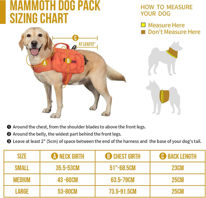 OneTigris Mammoth Hunderucksack 2.0 Version Reissen Camping Wandern Hundebackpack für M/L Grösse Hun