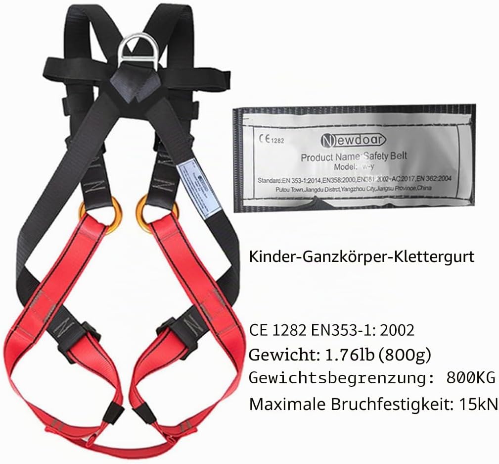 NewDoar Klettergurt, CE-Zertifizierung, Kletter- und Abseilausrüstung, Ganzkörpergurtschutz, schützt