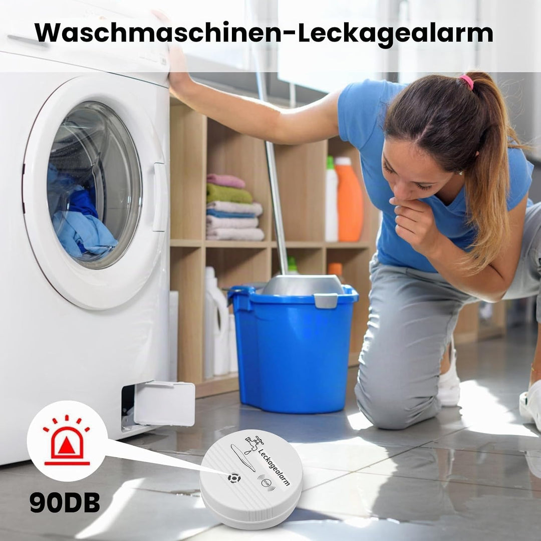 Wassermelder Wasseralarm Leck und Tropfen Alarm 90dB, 3 Stück Sirene Kabelloser Sensor Wasserstand,