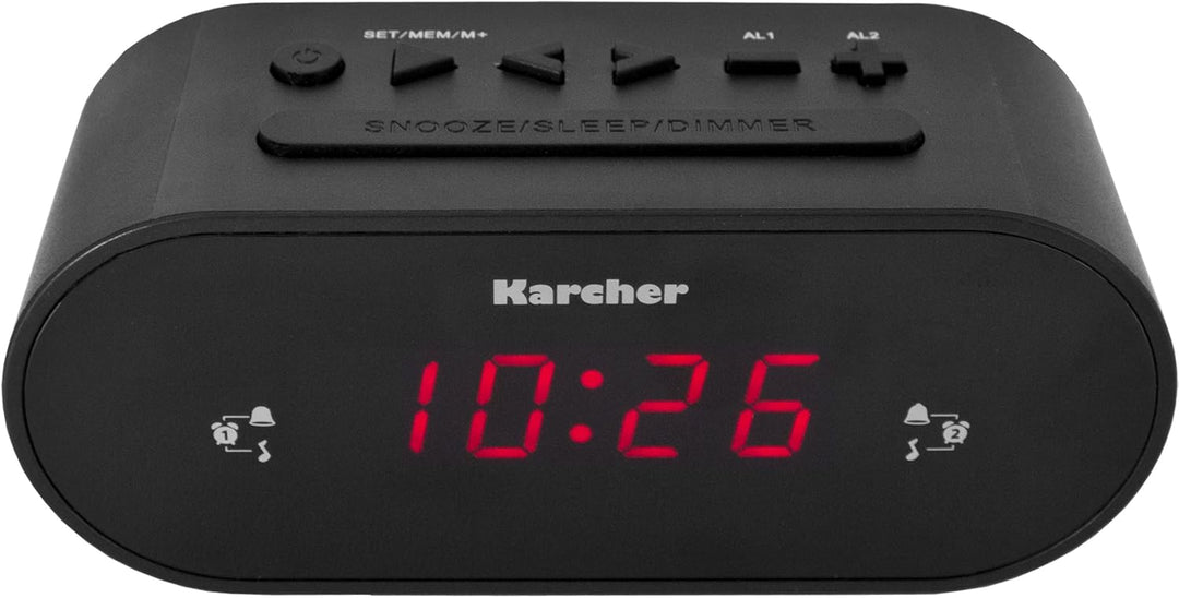 Karcher UR 1030 Uhrenradio (PLL-Radio, dimmbares Display, Dual-Alarm) schwarz, Standard Single, Sing
