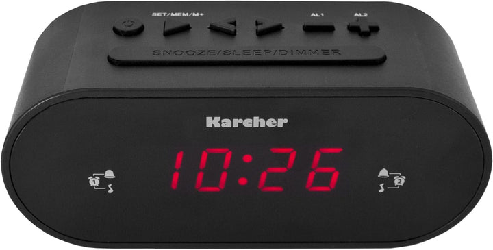 Karcher UR 1030 Uhrenradio (PLL-Radio, dimmbares Display, Dual-Alarm) schwarz, Standard Single, Sing