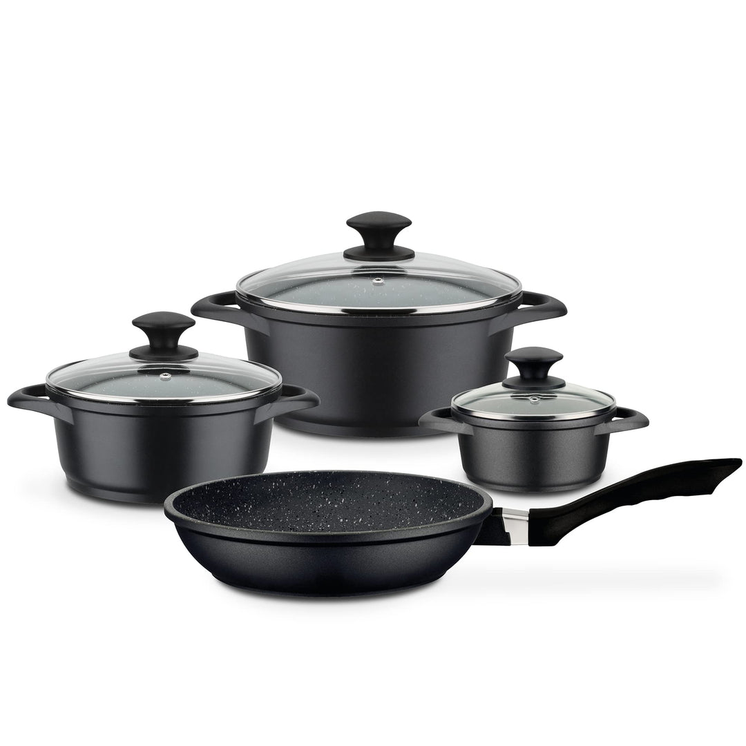 GSW Kochtopf- und Pfannenset Gourmet Granit – hochwertiges Set bestehend aus Töpfen und Pfanne, inkl