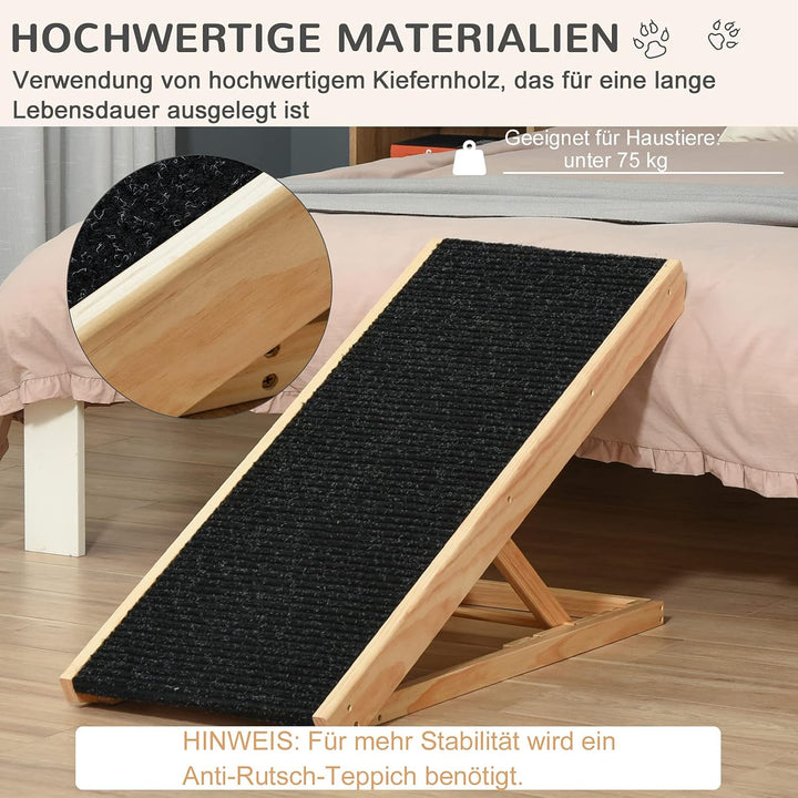 PawHut Hunderampe für Bett und Couch Faltbar Haustierrampe mit 4 Einstellbare Höhe von 26 bis 61 cm,