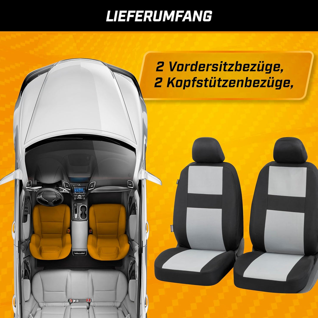 Walser Auto-Sitzbezug Glasgow 2 Vordersitzbezüge, Universal PKW-Sitzbezüge Polyester, Auto-Schonbezü