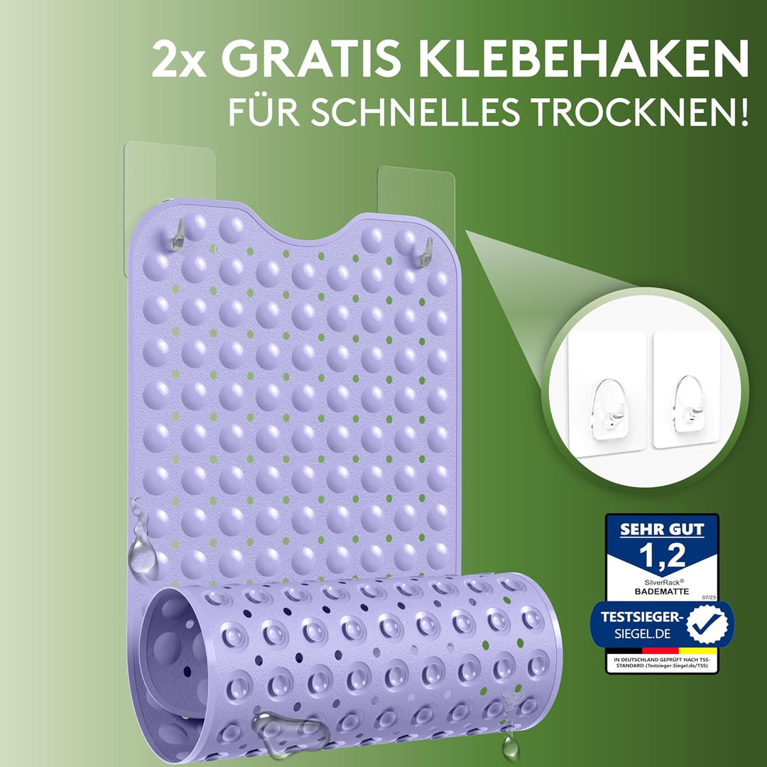 Badewannenmatte 100x40 cm (Lavendel) - Antirutschmatte Badewanne BPA frei für Kinder und Babys - Dus