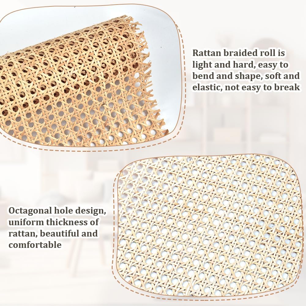 Kleemeiero Rattan Gurtband, 35 x 150cm Rattan Geflecht Natürliches Rattan-Gurt Cane Webbing Rattan R