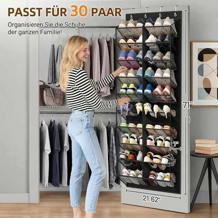 MISSLO Tür Schuhregal Hängend für 30 Paar Schuhe – Mesh-Türorganizer Hängeorganizer mit breiten Tasc
