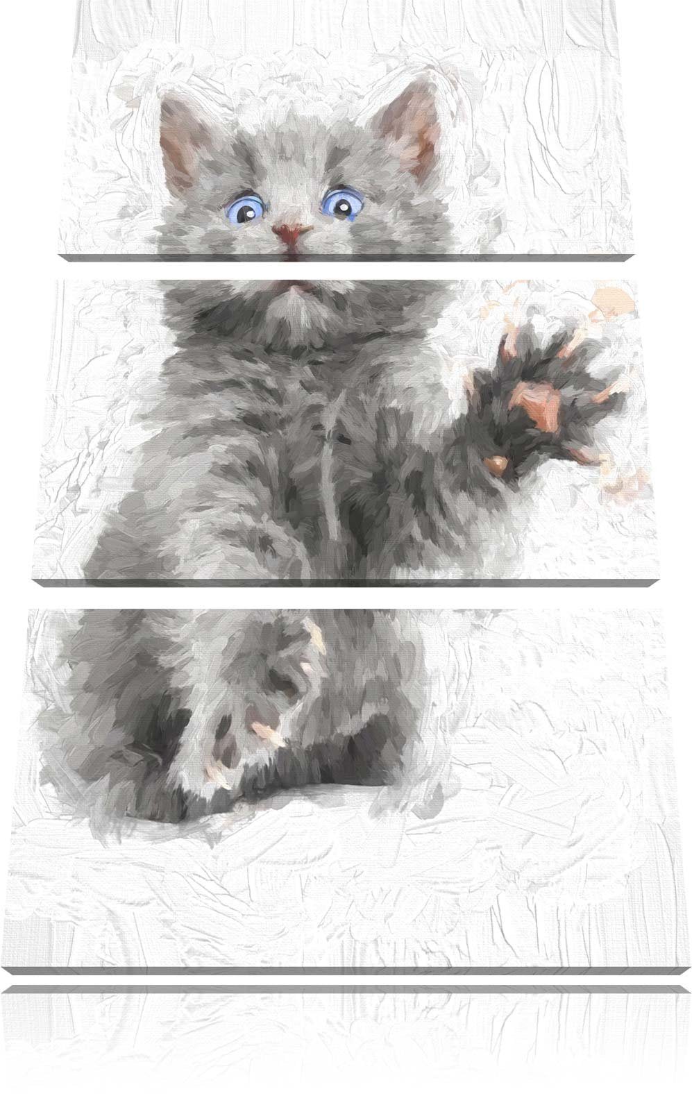 Pixxprint Babykatze als Leinwandbild/Grösse: 3 Teilig (120x80) cm/Wandbild/Kunstdruck/fertig bespann
