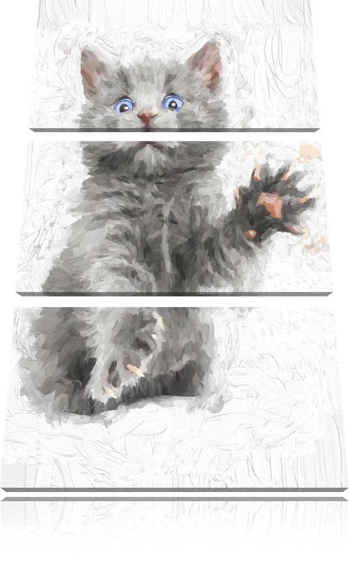 Pixxprint Babykatze als Leinwandbild/Grösse: 3 Teilig (120x80) cm/Wandbild/Kunstdruck/fertig bespann