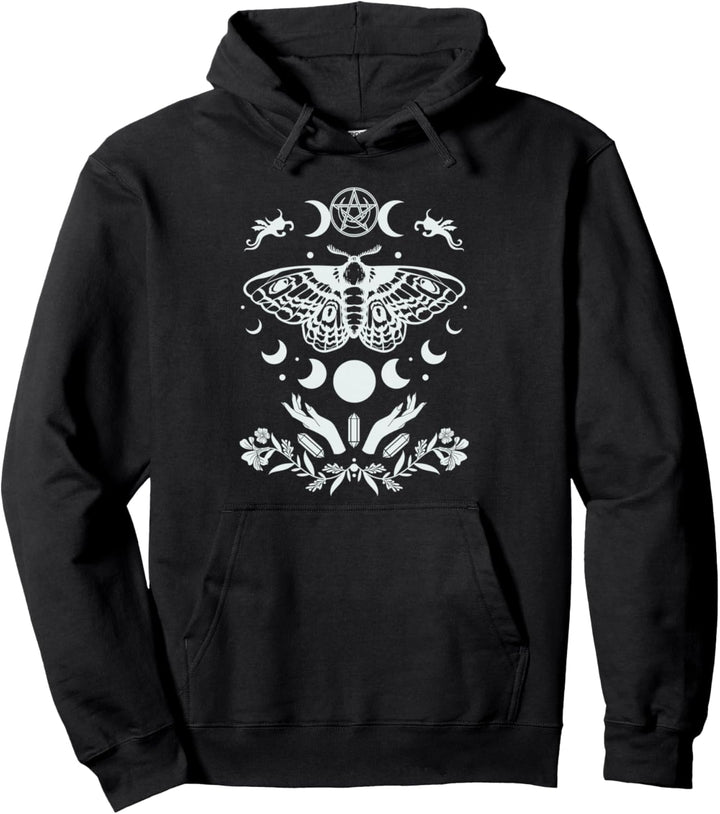 Dark Academia Aesthetic Celestial Mystic Wiccan Todesmotte Pullover Hoodie