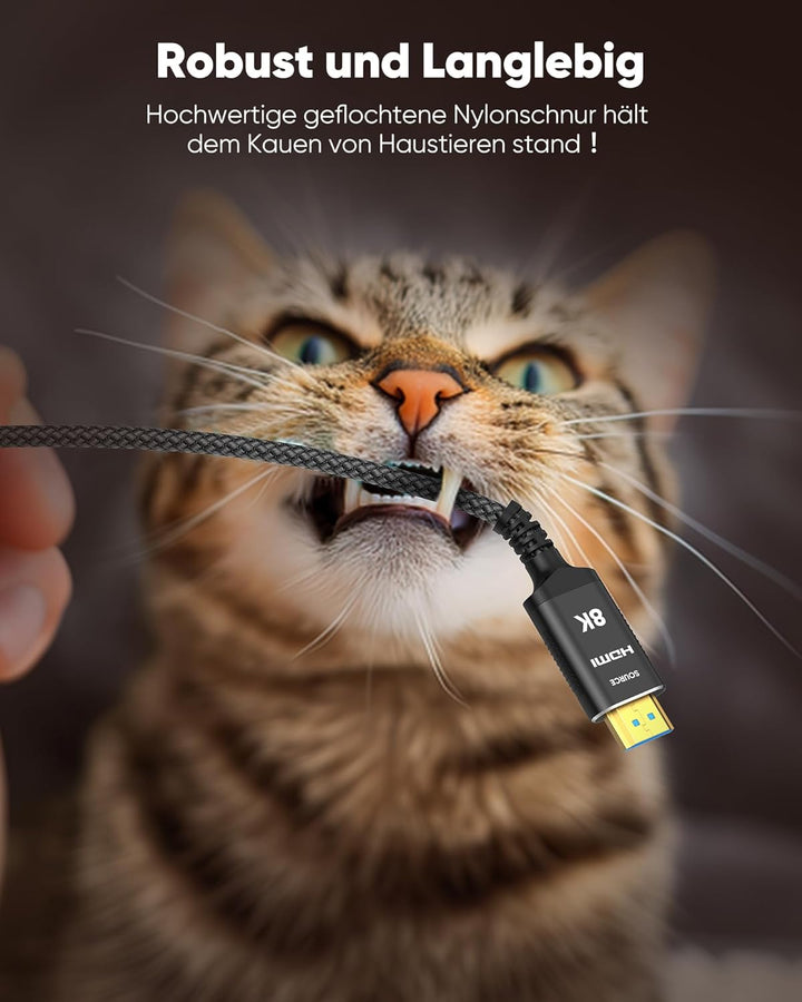 Highwings 15M Glasfaser 8K HDMI Kabel - (Unidirektional, SOURCE/DISPLAY) 48Gbps Highspeed 8K@60Hz 4K