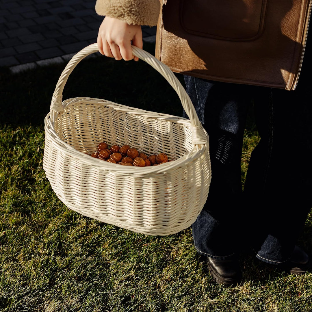 Creative Home Einkaufskorb Weidenkorb mit Henkel Picknickkorb | 45 x 26 x 41 cm (+/- 2 cm) | Handgef