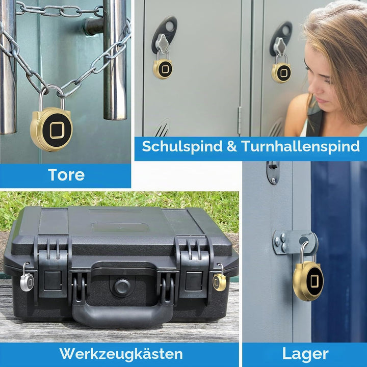 Vorhängeschloss Fitnessstudio Wetterfest Zahlenschloss - Fingerabdruck Bluetooth App eLinkSmart kein