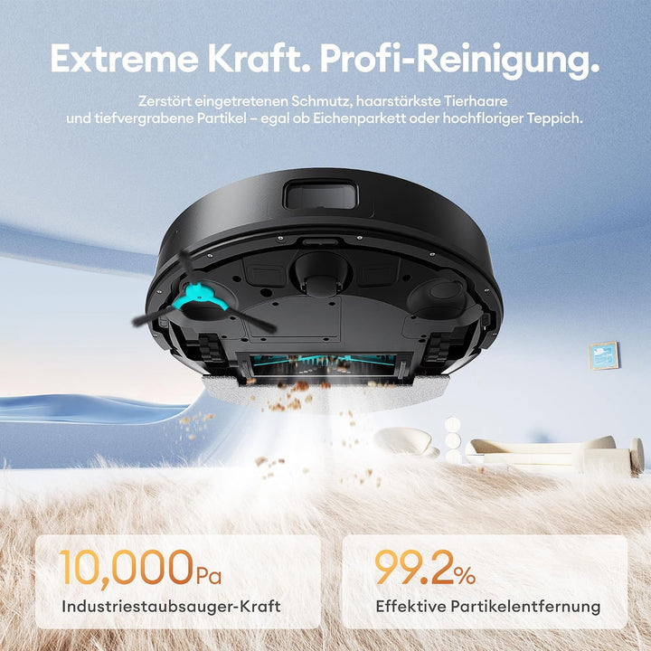 Ultenic Saugroboter mit Wischfunktion, 10000Pa Staubsauger Roboter mit Absaugstation 3,5L, LiDAR Nav