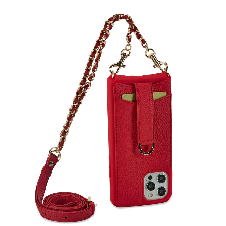 Vaultskin Victoria Crossbody Hülle und Geldbörse mit Schulterriemen, Portemonnaie für 8 Karten Rot -