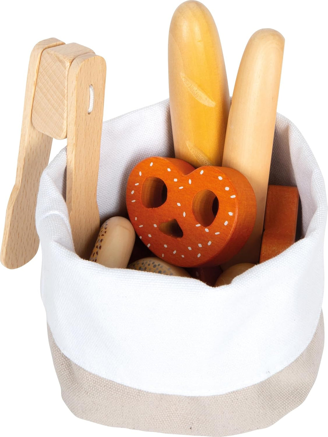 small foot Brotkorb-Set "fresh" aus Holz, mit Backzange, Zubehör für Kinderküche und Kaufladen, ab 3