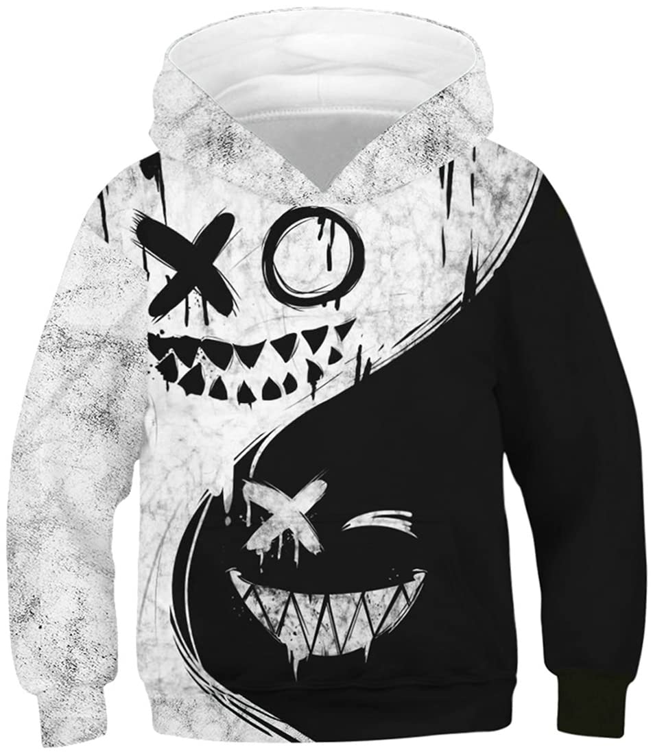 PADOLA Jungen Kapuzenpullover 3D Druck 4-13 Jahren Kinder Hoodie Boys Lustig Gedruckt Langarmshirt W