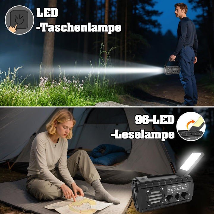 Nigecue Solar Radio, Tragbar Kurbelradio Dynamo Radio mit AM/FM, Eingebaute Wiederaufladbare Batteri