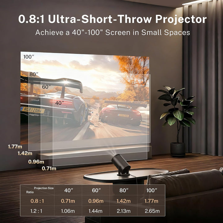 Mini Beamer 4K 1080P unterstützt Klein Projektor mit WiFi 6 Bluetooth 5.4, Auto Keystone Smart Porta