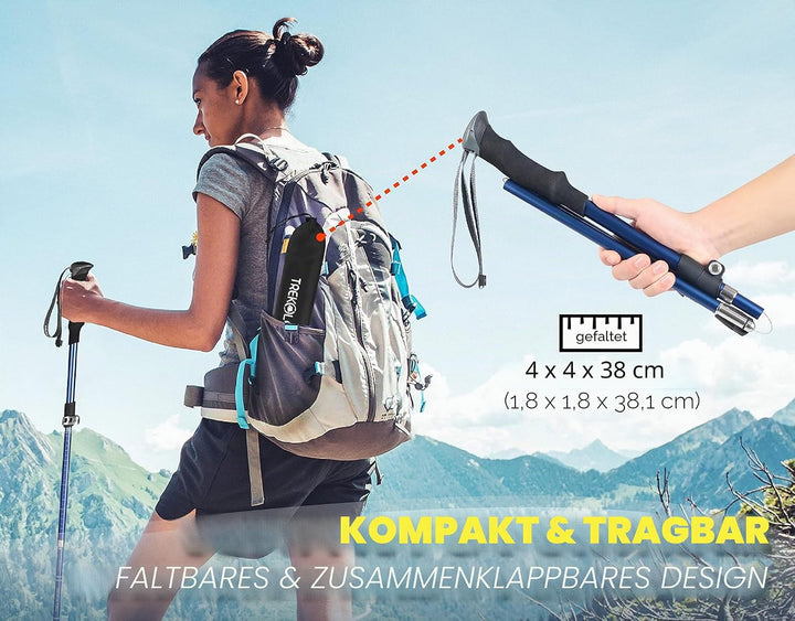 TREKOLOGY TREKZ SE Ultra-Leicht Trekkingstöcke/Wanderstöcke Faltbar - Nordic Walking Stöcke Für Dame