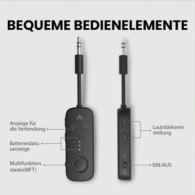 Avantree Relay - Premium Flugzeug Bluetooth 5.3 Adapter für alle Kopfhörer, apt-X geringe Latenz, un