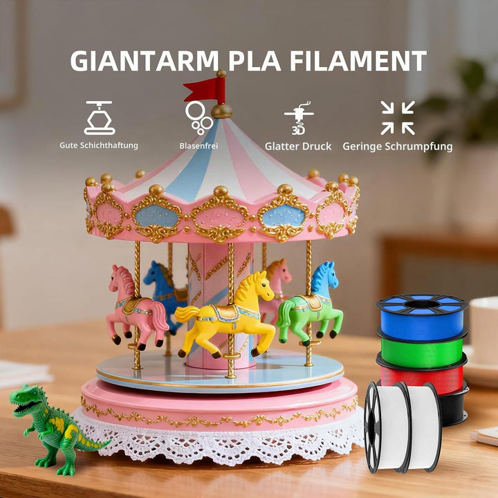 PLA Filament 1.75mm, GIANTARM 3D Drucker Filament PLA 2kg Spool (schwarz) 2kg 2KG-PLA-Schwarz, 2kg 2