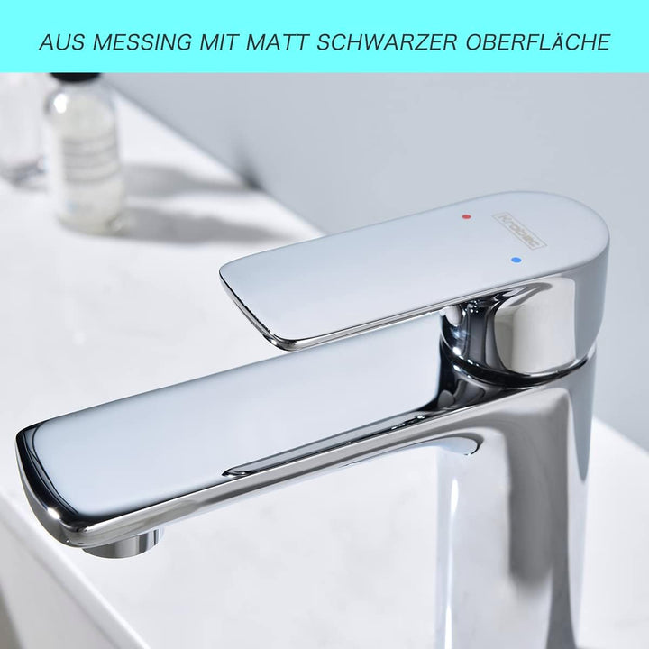 Krobec Wasserhahn Badezimmer Waschbecken Messing (Chrom), Chrom