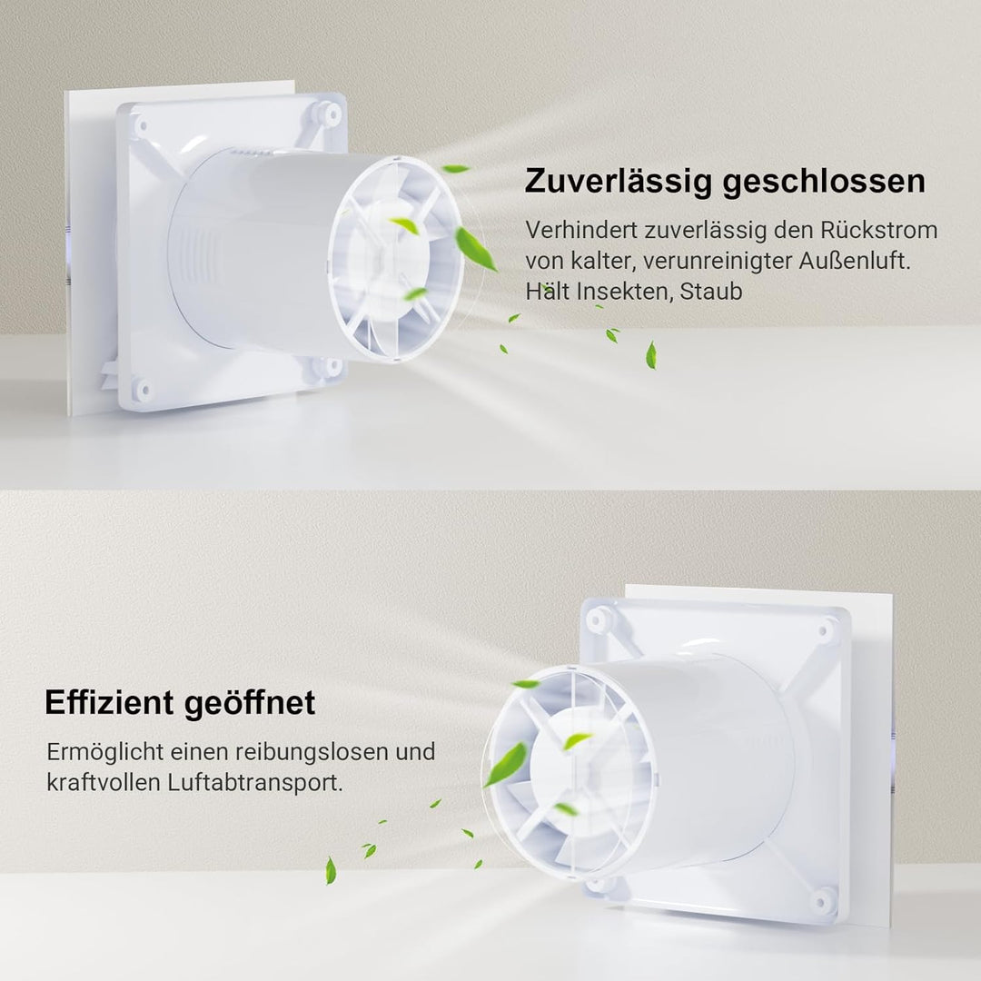 Badlüfter mit Feuchtigkeitssensor 100mm, Automatischer Badezimmer Lüfter mit Nachlauf-Timer, Leise 3