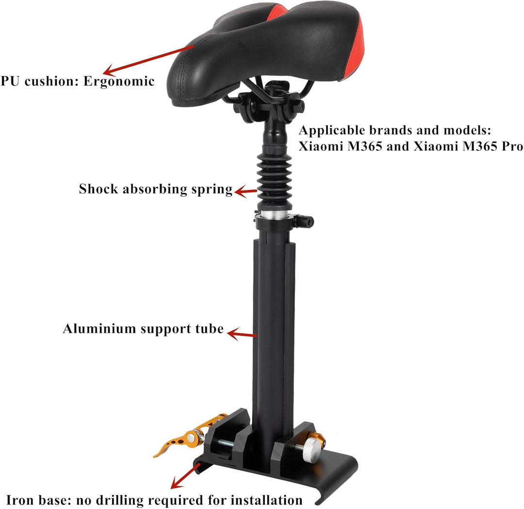 PU Elektroroller Sitz, Zubehör für E-Scooter Elektro Fahrrad, Höhenverstellbar 45-65cm, Stuhl Ersatz