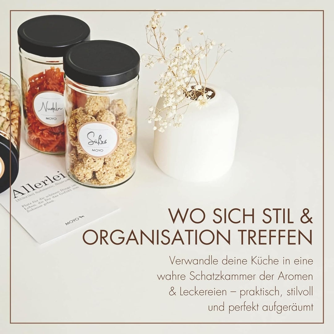 MOYO Vorratsgläser mit Deckel | Vorratsdosen Glas Made in Germany | 3er Set - 720ml | edle luftdicht