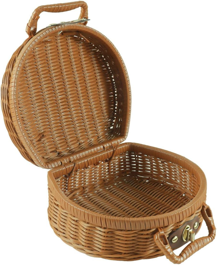 Rattan-Aufbewahrungskorb, Koffer, Rattan-Koffer, Picknickkorb mit kleinem Griff für Outdoor-Camping,