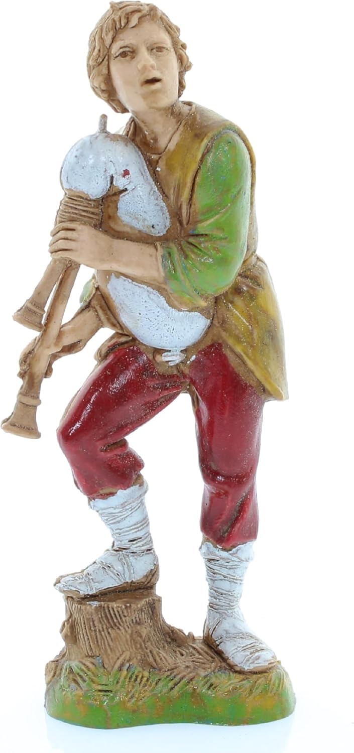 Moranduzzo Set 8 Hirten für Krippe 10 cm Massstab 1:20 - Unzerstörbare Krippenfiguren - Stil 700', H