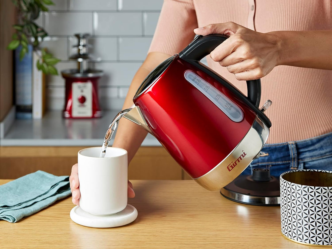 Girmi Bl32 kabelloser Wasserkocher aus Edelstahl, 1,2 l, 1630 W, Rot
