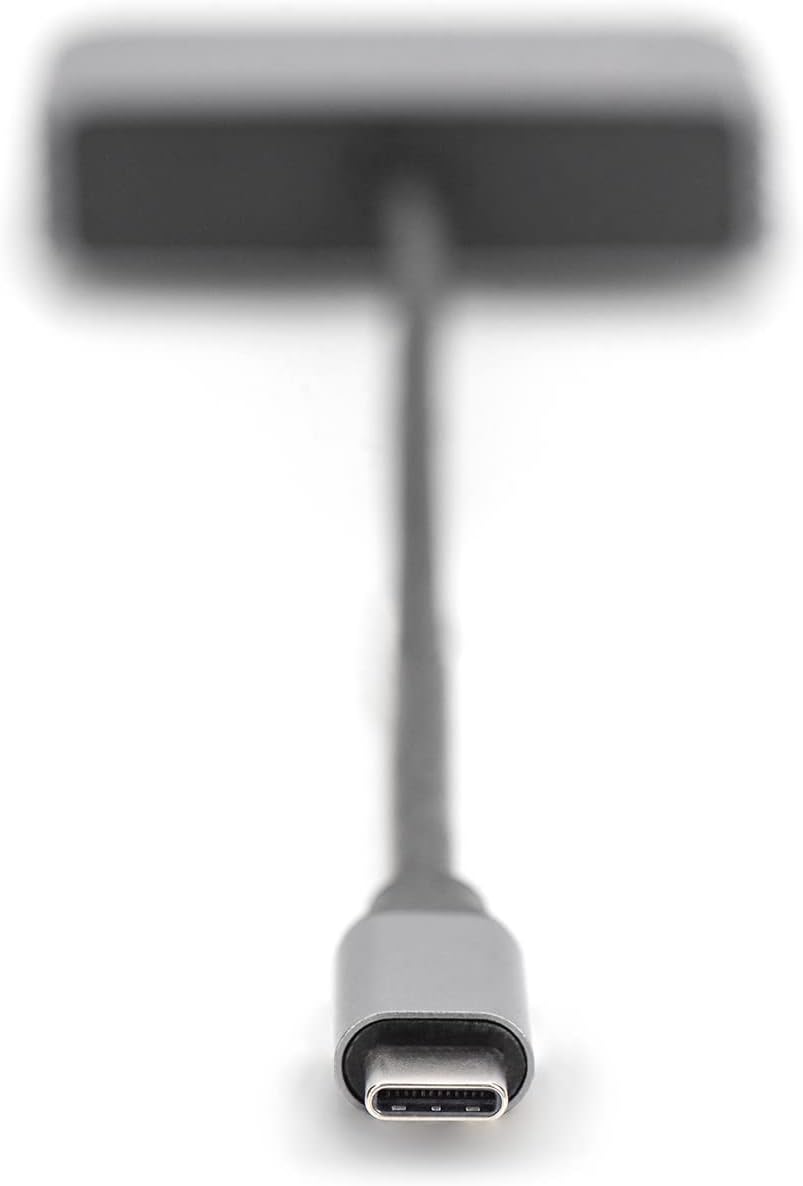 DIGITUS USB-C - Mini DP + VGA Adapter, 20 cm 4K/30Hz, Silber, Aluminium Gehäuse