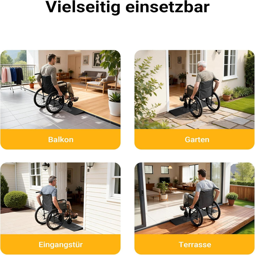 Türschwellenrampe 35x200x900mm für Rollstuhl & Rollator, Vollgummi, rutschfeste Oberfläche, kürzbar